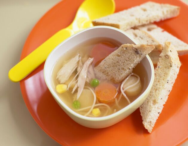 鸡汤与面包丁